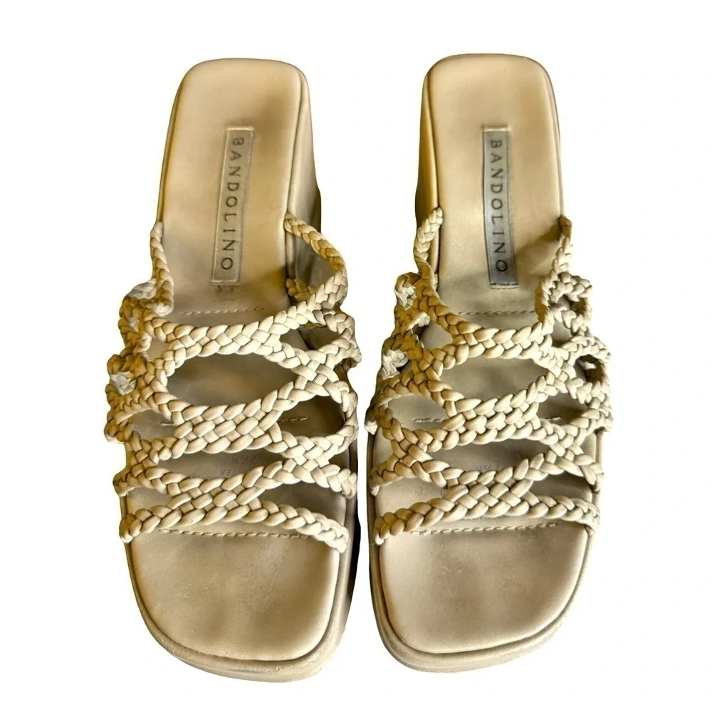 Vintage Bandolino Tan Braided Platform Sandals – Size 7.5